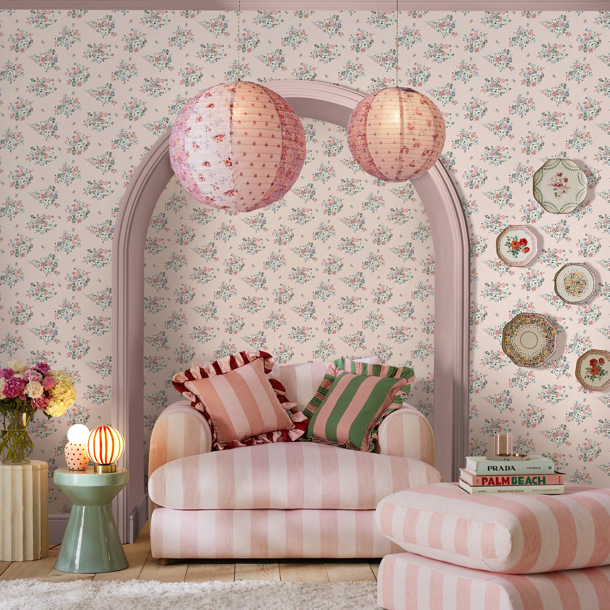 Clifton Floral Wallpaper 125508 By Cath Kidston In Pink